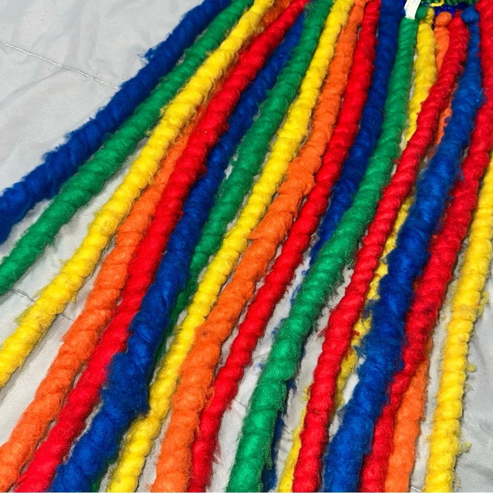 Rainbow Knit Faux Dread Yarn Cap Beanie Festival Rave Party (No Purple) Funny